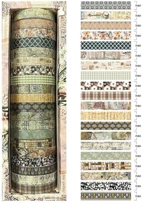 Vintage Skinny Floral Washi Tape Set 20 Rolls -Retro Antique Patterns Masking Thin Basic Decorative Tapes for Arts, DIY Crafts, Bullet Journal, Planner, Scrapbook Decor, Gift Wrapping, Junk Journal