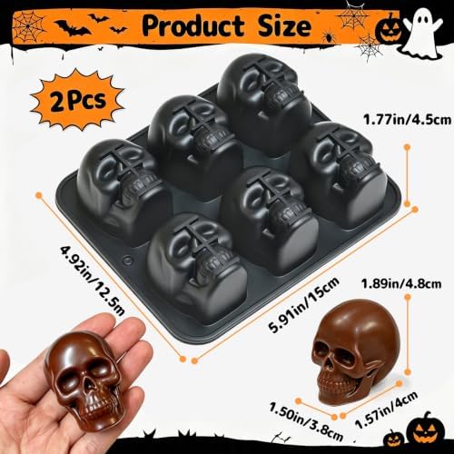 Skull Ice Cube Mold 12 Cavity, 3D Skull Chocolate Mold