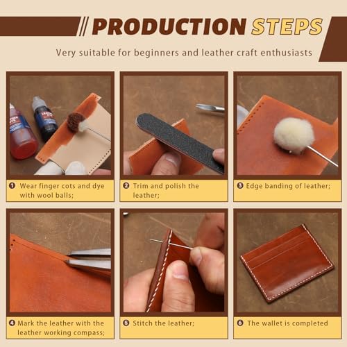 CBHGFEA 51Pcs Leather Working Kit, Vegetable Tanned Leather Craft Kit