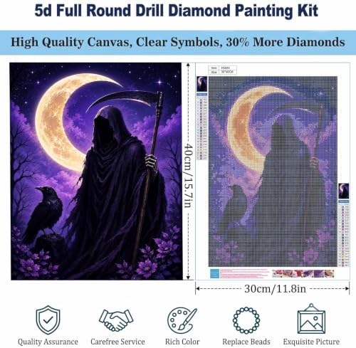 TOPCLTV Grim Reaper Diamond Art Kits for Adults, Halloween Diamond Painting