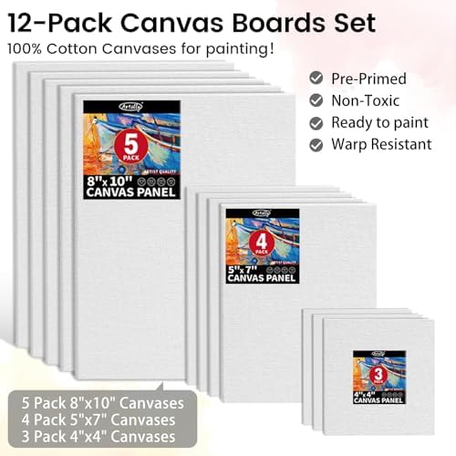 ARTALLY Acrylic Paint Set for Adults & Kids, 62 Pcs Canvas Painting Kits, 32 Colors Acrylic Paint (22ML),Table Easel,Brushes,Canvas, Art Painting Supplies Kit for Students,Artists,Beginners
