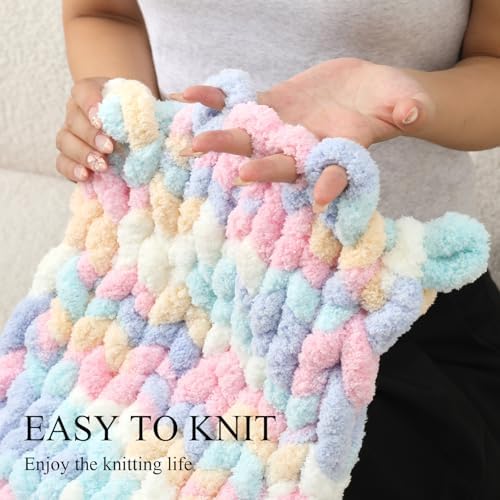 Chunky Yarn for Hand Knitting, No7 Thick Yarn, 240Grams 32Yards, Pack of 8, Perfect for Knitters and Crafters (Marshmallow)