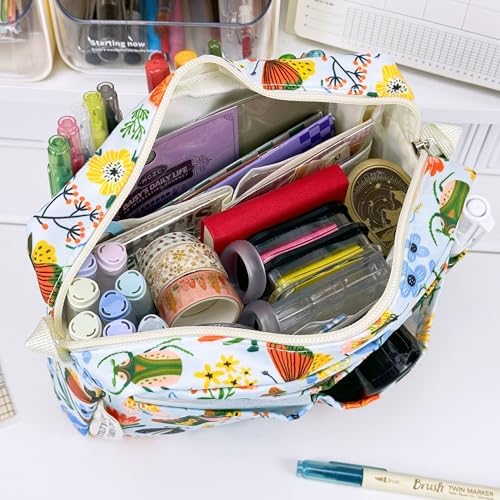 Multiple Pockets Portfolio Organizer with Zippered,Storage Pencil Pouch Bag