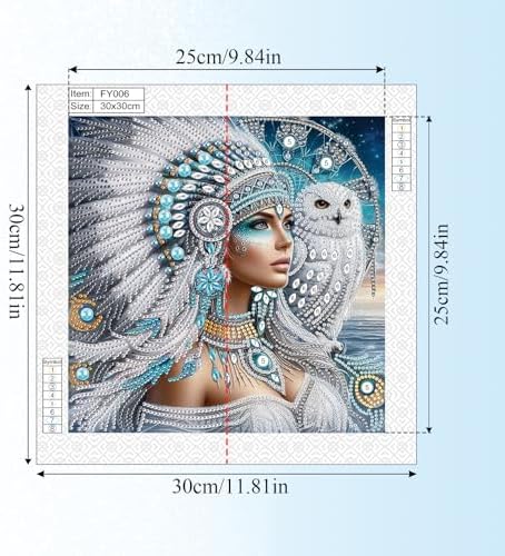 AiYuanzsh 5D DIY Special-Shaped Diamond Painting Kit – Goddess with White Owl, 30x30cm Crystal Rhinestone Art for Home Wall Decor, Gifts for Women Adults Beginners