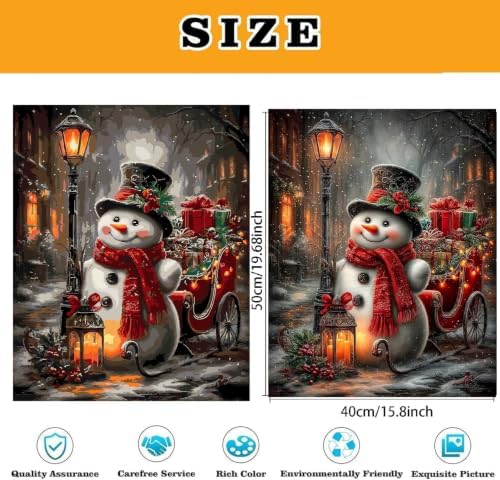 Christmas Snowman Paint by Numbers Kit for Adults Beginner (Without Frame)