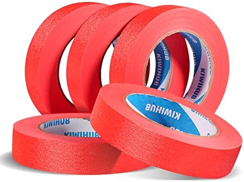 Red Painters Tape,1 in x 60 Yds x 5 Rolls (300 Yards Total)