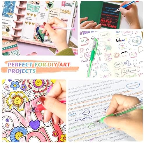 Aen Art Glitter Gel Pens with Case for Adult Coloring Books, 100 Color Glitter Pen Set 30% More Ink Neon Glitter Gel Marker for Journaling Crafting Doodling Drawing