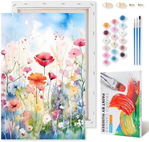 Kalonyth Flowers Framed Paint by Numbers Kit for Adults Beginner 8x12 inch