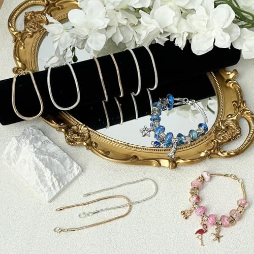 Exway 20 Pcs Snake Charm Bracelet Chain 6.5 Inch Gold and Silver Charm Bracelet Kit Snake Chain Bracelets Chain for Christmas DIY Women Jewelry Making Gifts
