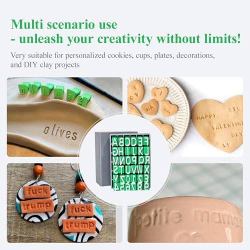 Alphabet Stamps Set for Clay Pottery - Polymer Clay Tools, Uppercase and Lowercase Alphabet Number Symbols Small Press Fondant Embosser DIY Cookie Stamps (Uppercase Alphabet & Numbers)