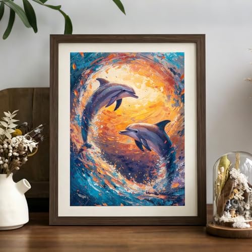 XTCIXAL Diamond Art Kits for Adults, Dolphin Diamond Painting, 12x16 Inch