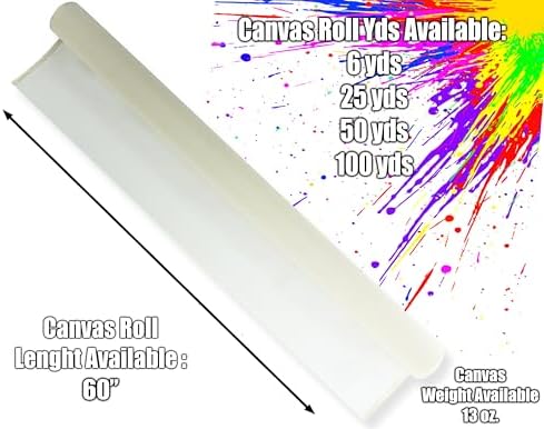 Super Fine Canvas Rolls for Painting Large Blank Canvas Fabric by the Yard. 60"x3 Yd (9 Ft) 13oz Primed Artist Canvas Roll-Unstretched Cotton, Quality Cloth Fabric for Portraits,Painters,SDK Murals