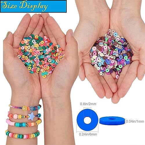 XJRLUK Clay Beads Bracelet Making Kit, 6 Boxes 20000+ PCS 144 Colors Polymer Flat HEISHI Beads Kit for Jewelry Making, Crafts Gift for Christmas Party Gift Craft kit