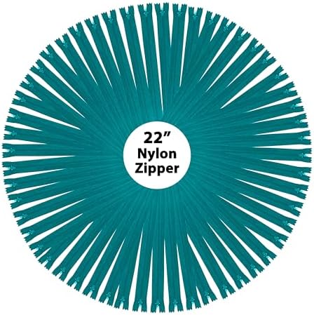 Mandala Crafts 60 PCs Teal Closed-End 22 Inches Nylon Zippers for Sewing