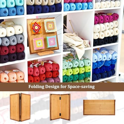 15.5" Foldable Crochet Blocking Board with 35 Pegs for Crochet Project, Big