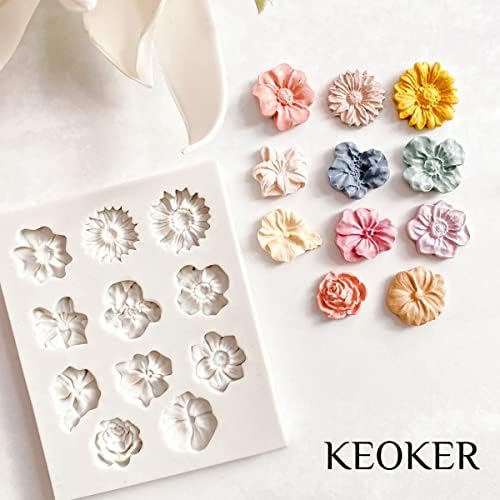 KEOKER Flower Polymer Clay Molds - 1 Pcs for Jewelry Making, Polymer Clay Molds for Earrings Decoration (Medium Flower)