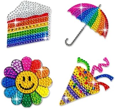 StickerBeans® Rhinestone Stickers - Happiness Sticker Pack, 2” x 2” Each Unique Sparkly Cut-to-Shape for Collecting, Trading, Decorating Laptops, Phone Cases, Scrapbooks