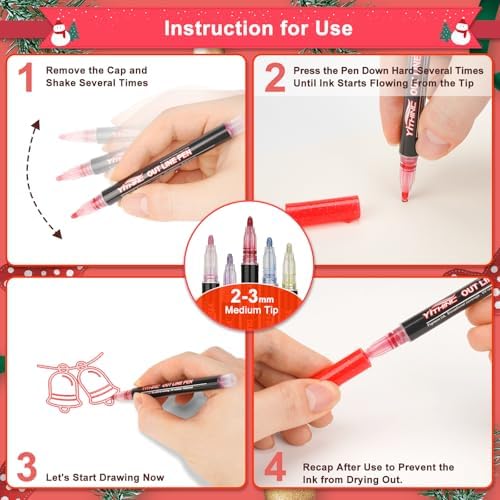 YITHINC 28 Outline Markers Metallic Glitter Pes, Gift for Kids Teen Girls