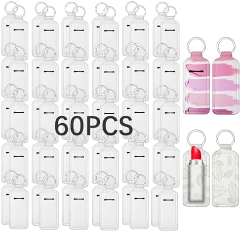 Sublimation chapstick holder blanks keychain,Bulk Neoprene Sleeve Key Ring Holder for sublimation keychain