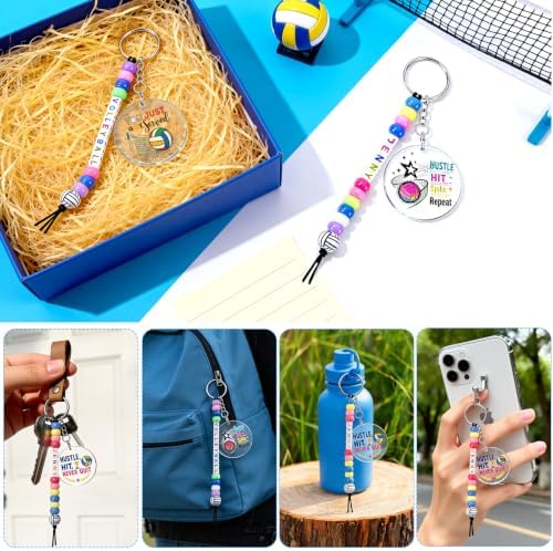 900Pcs 24 Sets Volleyball Keychain Making Kit, DIY Volleyball Crafts Gifts
