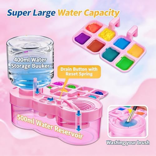 Paint Brush Cleaner Tool - Brush Washer Painting Station, Paintbrush Cleaners Water Dispenser Circulation, Art Acrylic Cleaning Watercolor Rinser for Kids Adult Artist