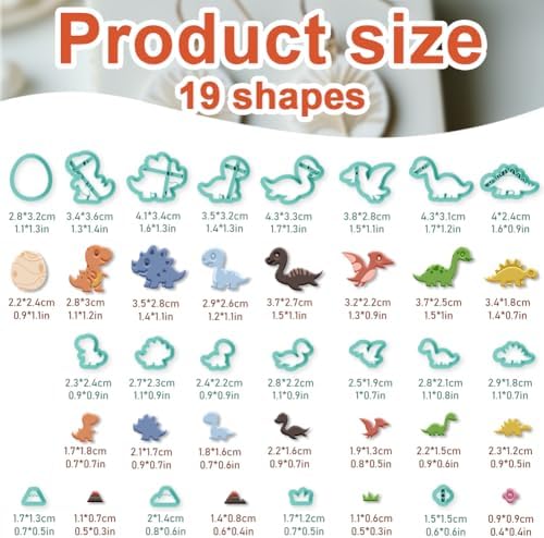 beinkmake 19Pcs Jurassic Dinosaur Polymer Clay Cutters Clay Earrings Cutter