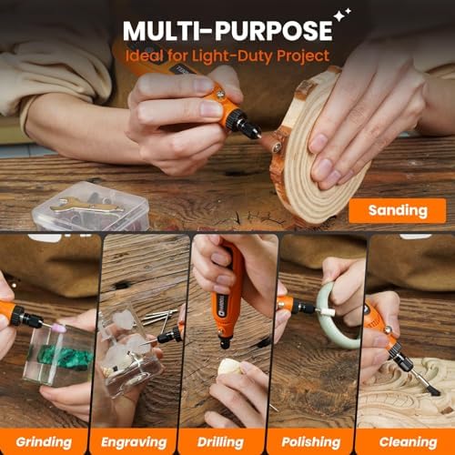 HARDELL Mini Cordless Rotary Tool,4V 5Speed 42pcs Mini Drill DIY Craft Tool