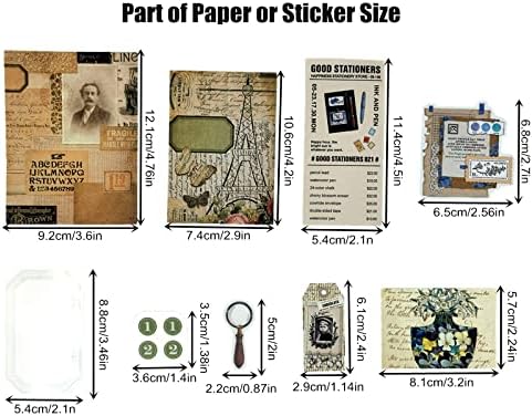 Esweny 260PCS Vintage Journaling Scrapbooking Supplies Scrapbook Sticker Paper Ephemera Pack for Junk Journal Planners Collage Craft Notebooks Album (Pen Ink and Letter)