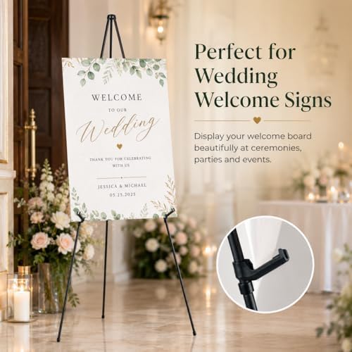 RRFTOK 2 Pack 63 in Sign Easel Stands, Instant-Fold Tripods with Bags | Instant-fold metal tripod with carry bag for welcome sign, poster display, foam board and floor use