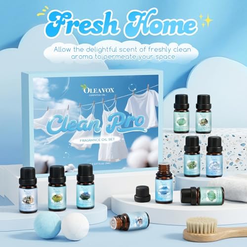 Clean Fragrance Oils Set for Diffuser, Essential Oils for Laundry
