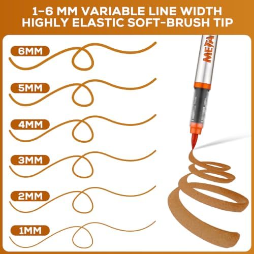 Metallic Acrylic Paint Markers, 12 Pcs Soft Brush Tip Marker Pens for Stone,Paper,Wood,Glass,Fabric Paint,DIY Crafts (12, Orange)