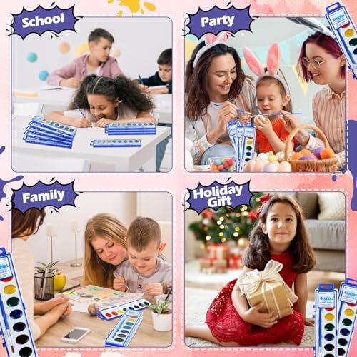 24 Pack Watercolor Paint Set - 8 Colors Quality Washable Water Color Paints Sets with Paint Brush, Kids Watercolor Paint Set for Coloring, Art, Classrooms, Party Favors and Easter Paint Supplies