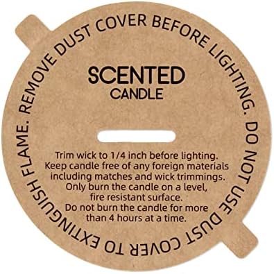 CandMak Candle Dust Covers, 160pcs Printed Kraft Card Candle Dust Lid with Pull Tab for Candle Making (2.75")