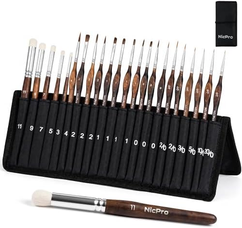 Nicpro 22 PCS Kolinsky Sable Miniature Paint Brushes Dry Brush