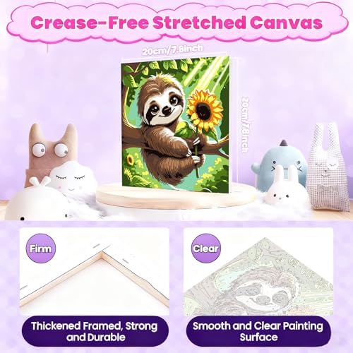 Gemozaic Sloth Paint by Numbers Kit for Kids Ages 8-12 with Frame & Easel