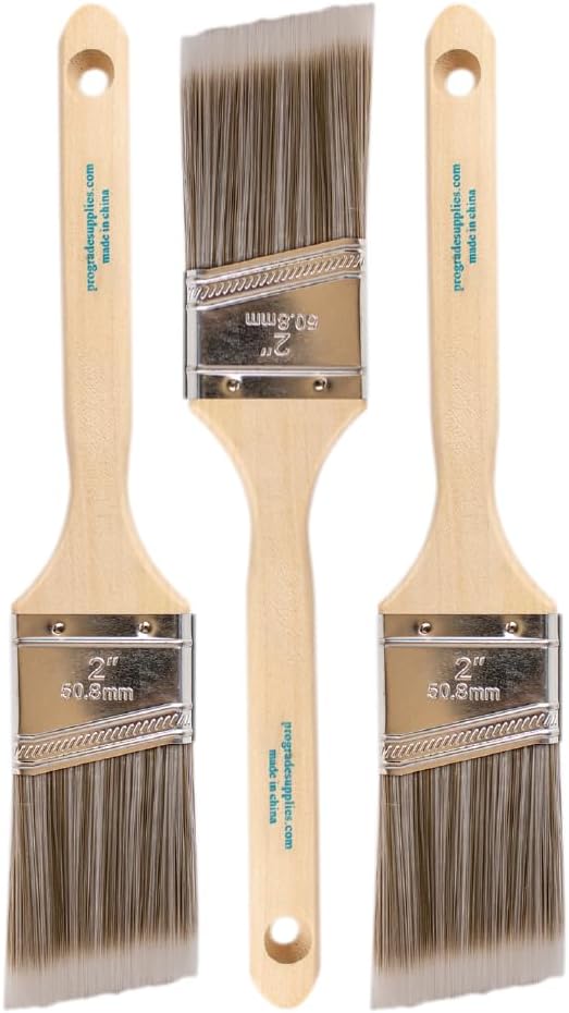 Pro Grade Paint Brushes, 2 Inch Angled Paint Brush, Trim & Walls, 3 Pack | Cutting-in & detail work | Furniture, cabinets & doors | Interior & exterior | Latex & oil-based | Medium stiff bristles