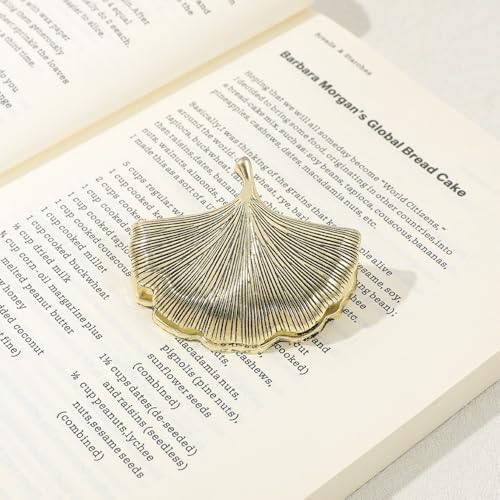 Vintage Plant Metal Bookmark Clips - Tree of Life/Tulip/Ginkgo Leaf Journal Clips, Traveler's Notebook Accessories, an Ideal Gift for Book Lovers and journaling Enthusiasts (Ginkgo Leaf Style B)