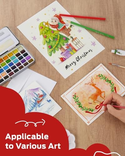 Watercolor Cards and Envelopes Set, 50 Folded Blank 5x7 Inch Greeting Cards