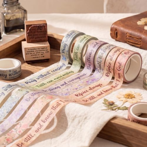 24 Rolls Christian Washi Tape Gifts for Bible Journaling, Retro
