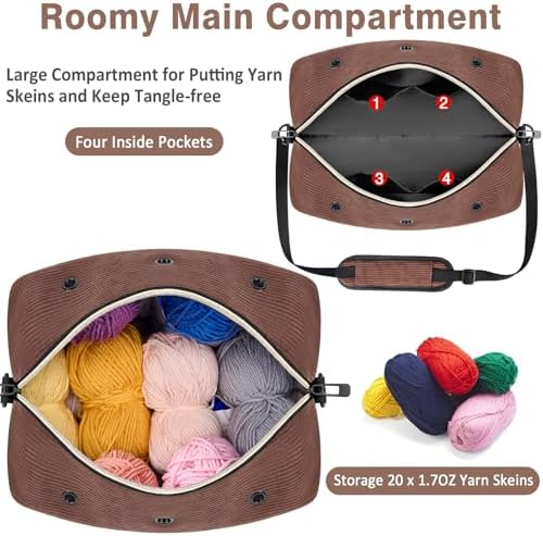 IBFUN Crochet Yarn Knitting Bag Organizer for Knit Accessories Hooks
