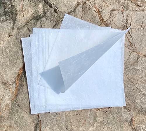 Natural Fiber Mulberry Paper Sheets 6 x 6 Inches, 50 PCS Handmade Craft Paper for Origami, Scrapbooking, Card Making, DIY Decoration, Mixed Media Art (White Color, 6x6 Inch) (Pack of 2)
