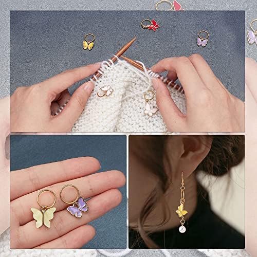 NBEADS Butterfly Charms and Braid Clips - 45 Pcs Removable Crochet Stitch Markers Made of Charms for Knitting, Weaving, Sewing, and Dreadlock Decorations