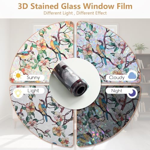 Kromapolis Window Privacy Film, Stained Glass Sticker, 23.6" x 78.7"