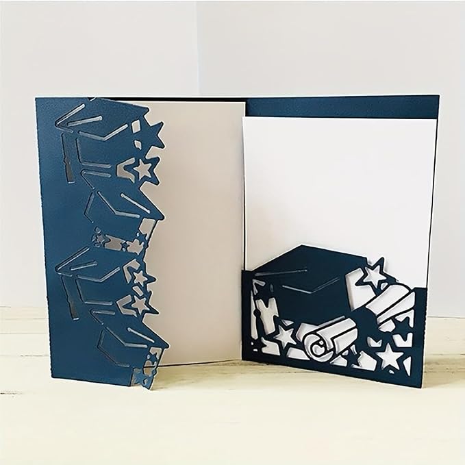 Lapoo 3D Backgrounds Frame Metal Cutting Die for Scrapbooking, New Cutting Dies DIY Album Card Making Decor Paper Craft Metal Die Cuts Party Wedding Decorations (Graduation Season Card 4.6 x 2.4 in)