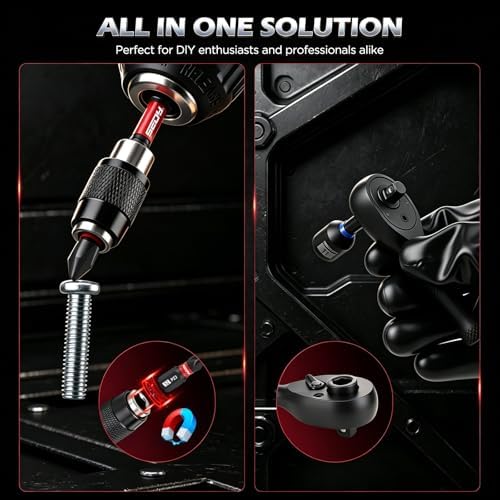 59-Piece Magnetic Nut Driver Bit Set, SAE and Metric Nut Drivers with Screwdriver Bits, Ratchet Wrench, Quick-Change Bit Holder and Storage Case for Automotive Repair, Home Repair and DIY Projects