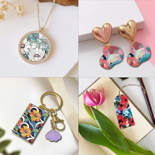 OLYCRAFT 24Pcs Abstract Florals Clay Transfer Paper 6 Design Watercolor Leopard Transfers Paper for Polymer Colorful Polymer Clay Transfer Sheets Small Ceramic Decal for Clays Earrings Tags Bookmarks