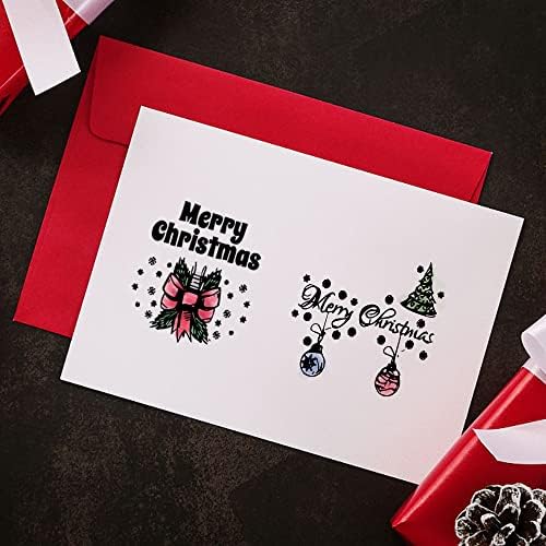 Christmas Greeting Words Clear Stamps for Card Making and Photo Album Decorations, Santa Claus Rubber Stamps Gift Bow Tree Pattern Word Silicone Stamp Seal for Christmas DIY Scrapbooking