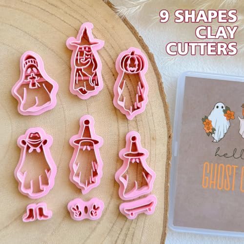Keoker Ghost Polymer Clay Cutters Halloween, Halloween Clay Cutters for Polymer Clay Jewelry, Ghost Earring Clay Cutter