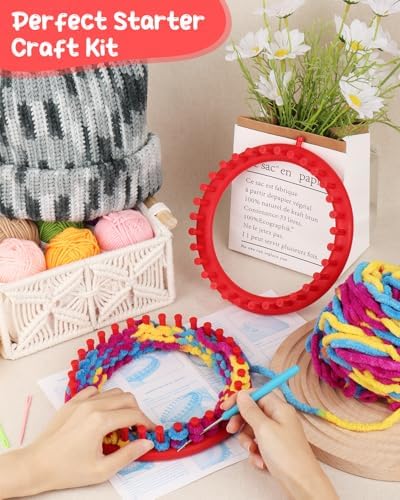 Aeelike 2 PCS Round Knitting Loom for Hat Socks DIY Crafts, 7.5inch