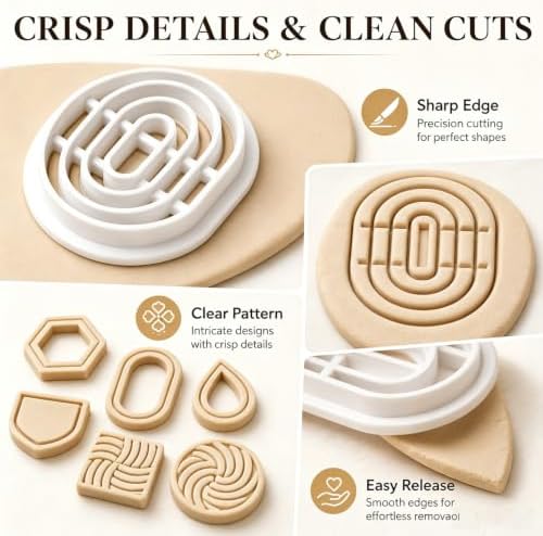 9Pcs Geometric Polymer Clay Cutters for Earrings Jewelry Making